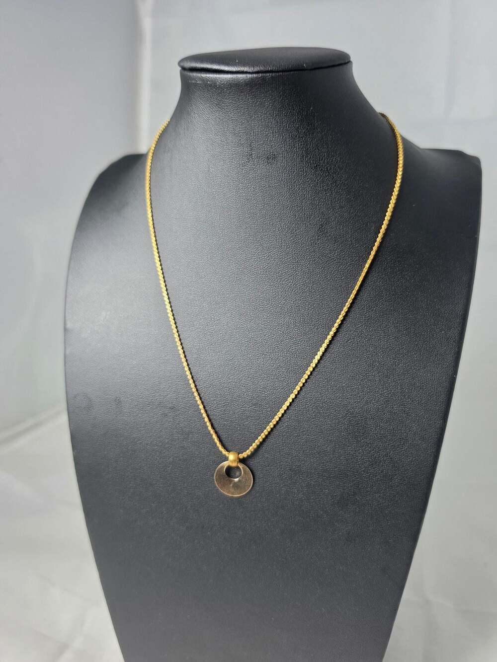 Twisted Silver Gold Tone Minimalist Disk Pendant Necklace